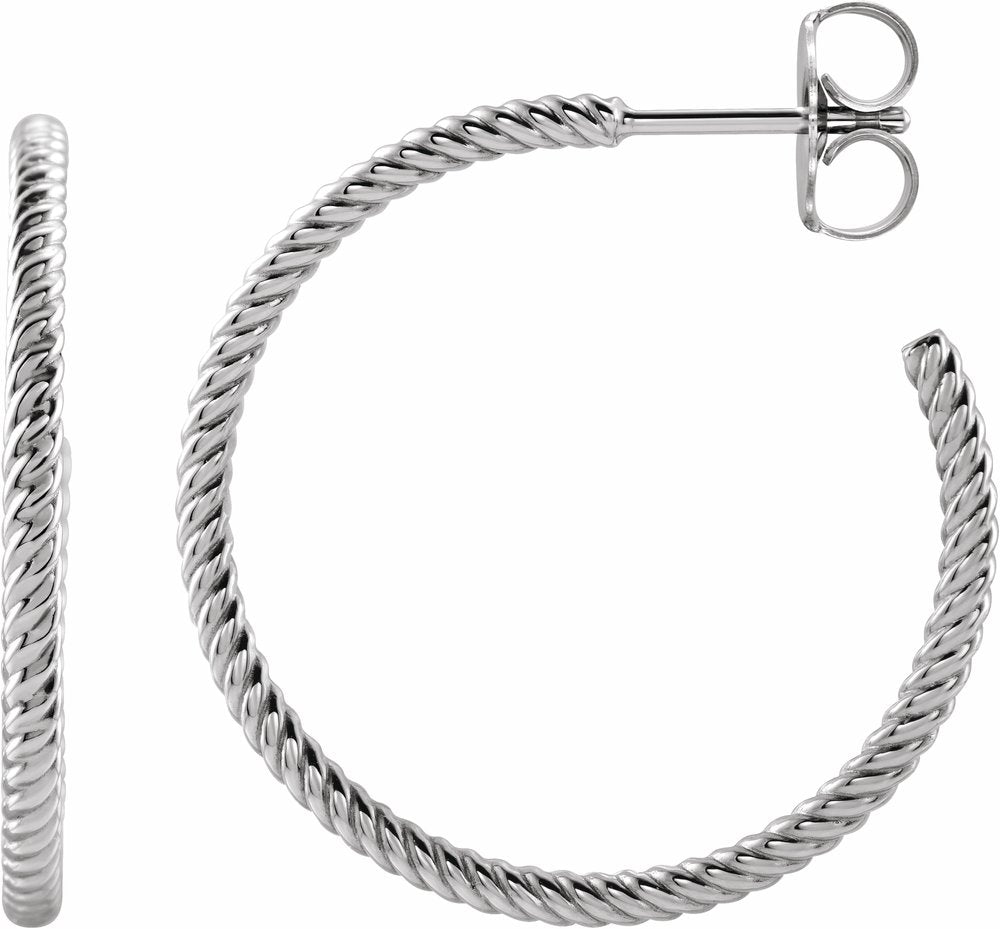 14K White Gold Rope 25 mm Hoop Earrings