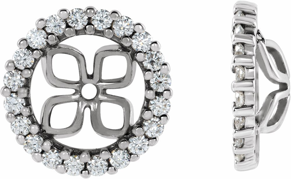 14K White Gold 8.5 mm ID 1/2 CTW Natural Diamond Earring Jackets