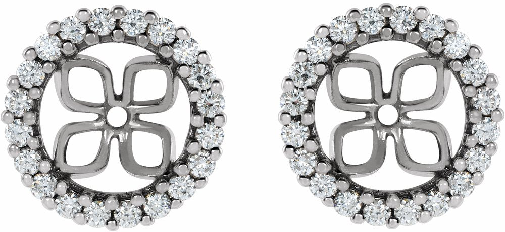 14K White Gold 8.5 mm ID 1/2 CTW Natural Diamond Earring Jackets