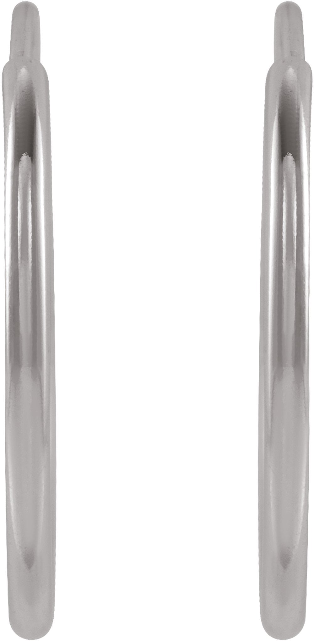 14K White Gold Flexible Endless Tube 15 mm Hoop Earrings
