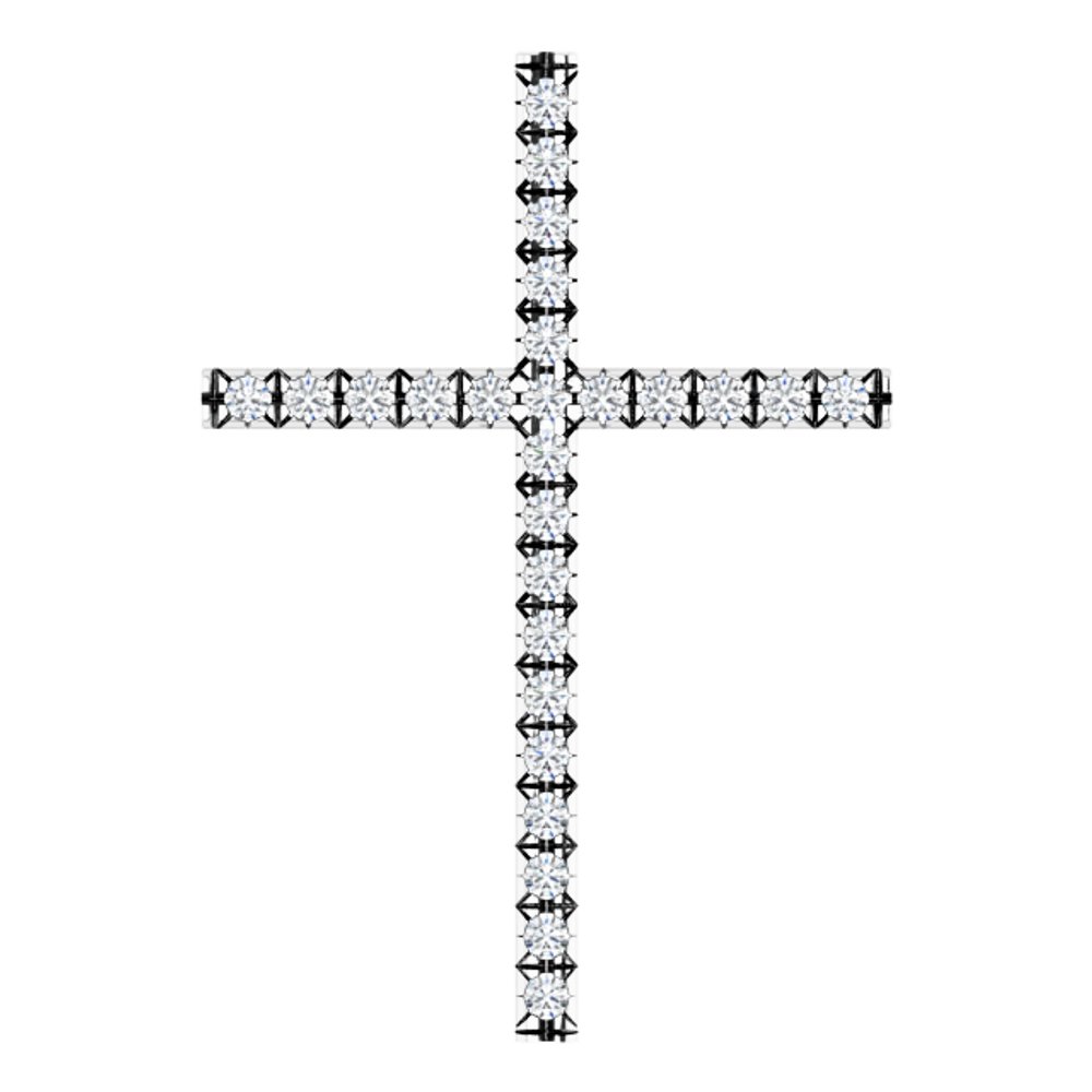 14K White Gold 1/4 CTW Natural Diamond Cross Pendant