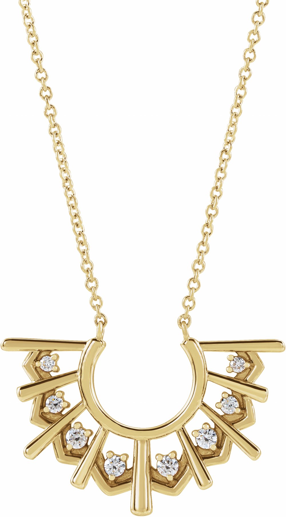 14K Yellow Gold 1/8 CTW Natural Diamond Fan 18" Necklace