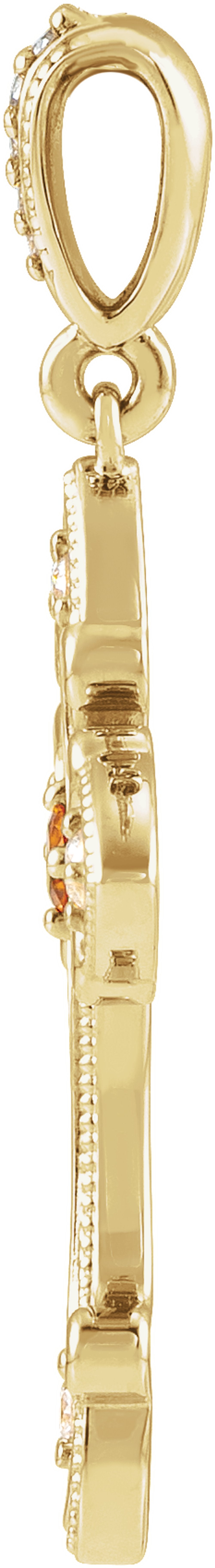 14K Yellow Gold Natural Citrine & .06 CTW Natural Diamond Cross Pendant