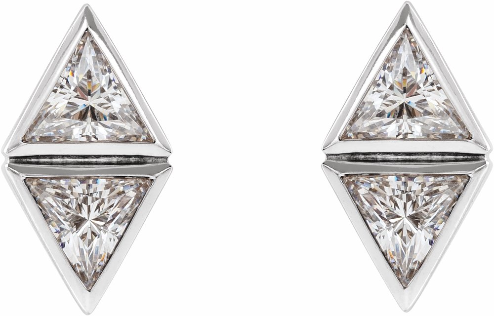 14K White 1/6 CTW Natural Diamond Two-Stone Bezel-Set Earrings