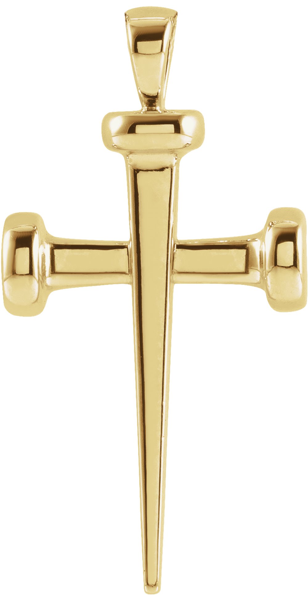 14K Yellow Gold 28x14.71 mm Nail Cross Pendant