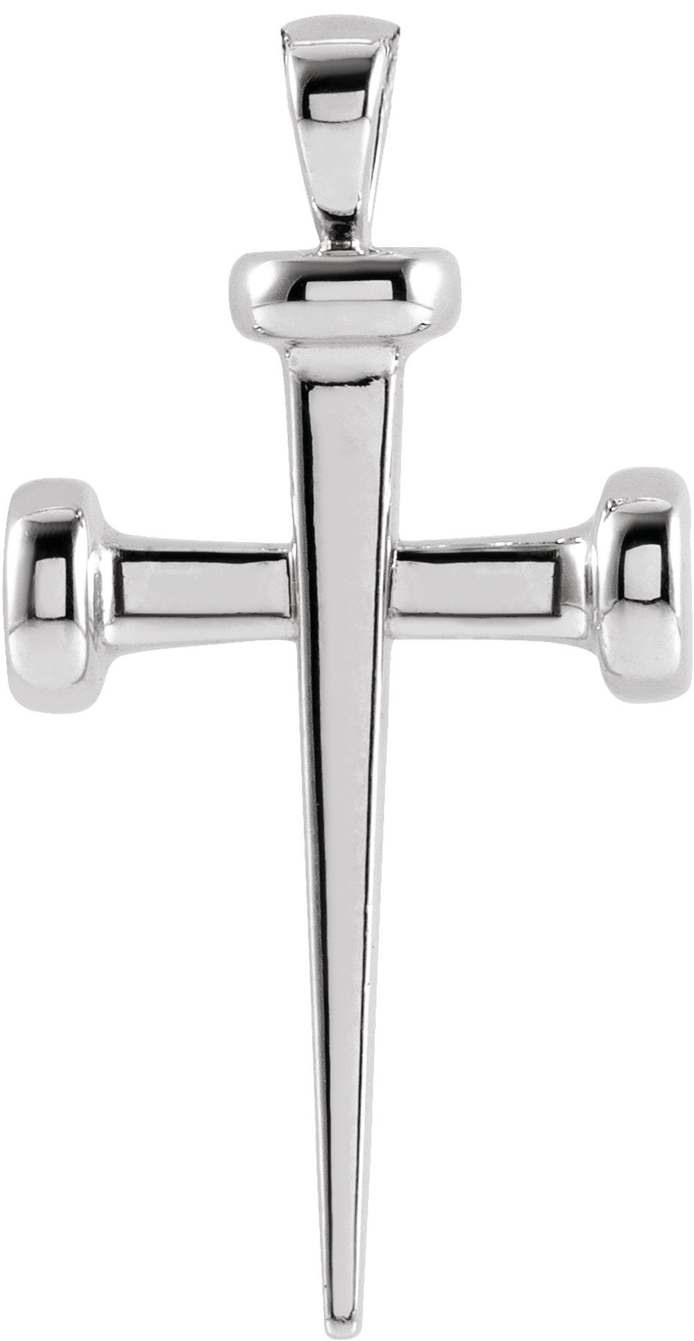 14K White 28x14.71 mm Nail Cross Pendant