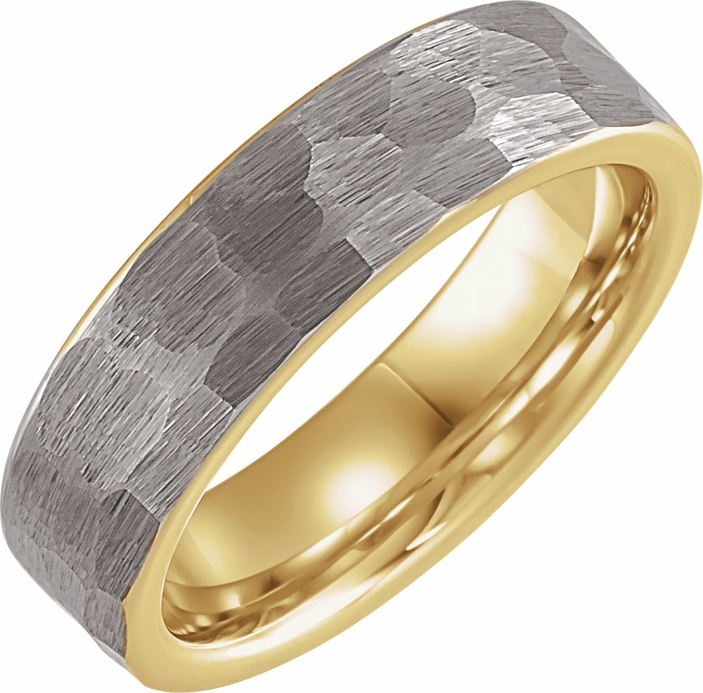 18K Yellow Gold PVD Tungsten 6 mm Comfort-Fit Flat Band Size 8