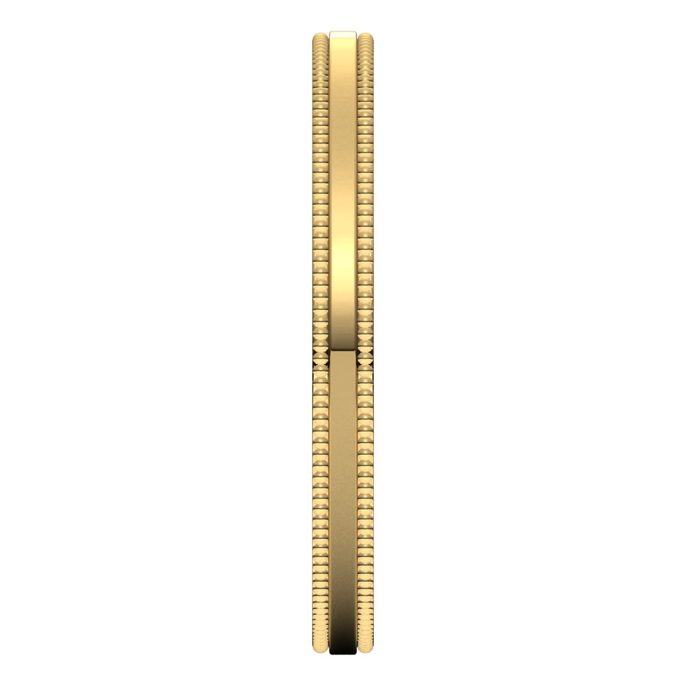 14K Yellow Gold 2 mm Milgrain Flat Band Size 9.5