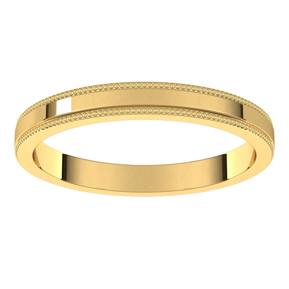14K Yellow Gold 2.5 mm Milgrain Flat Band Size 5.5