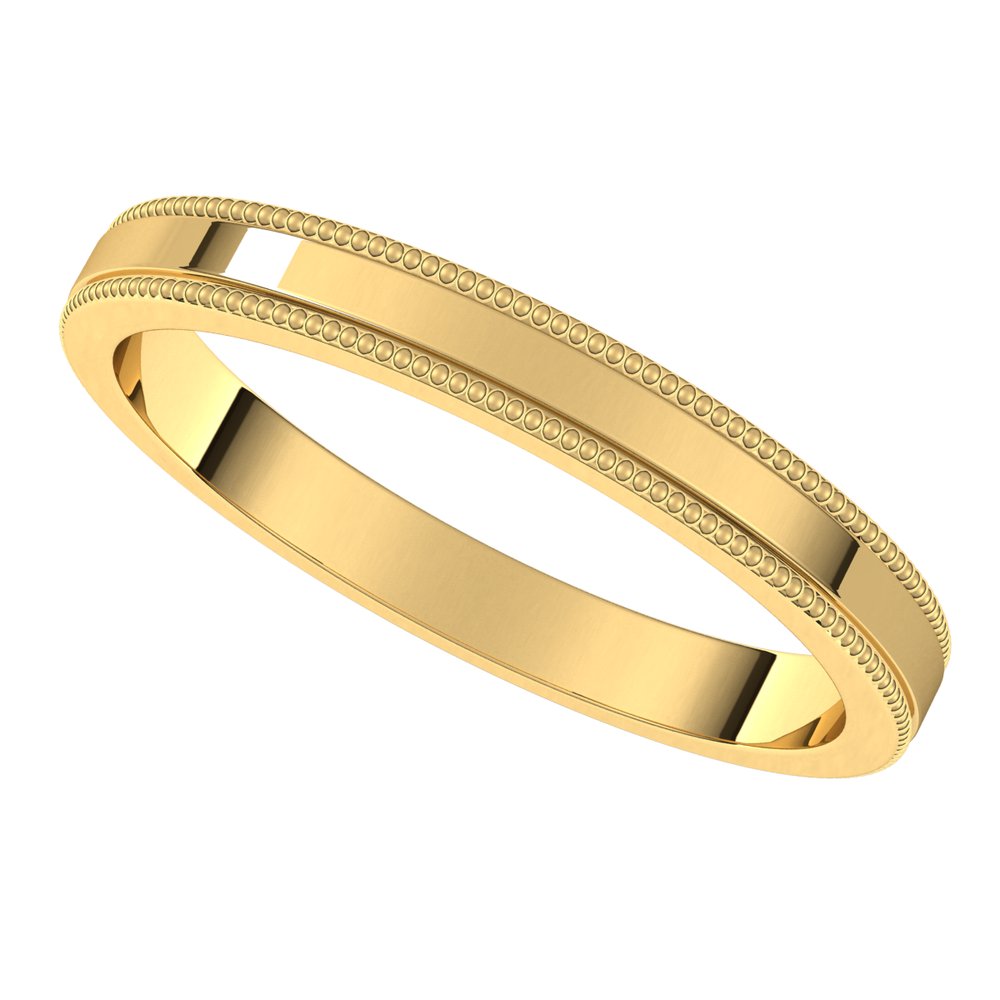 14K Yellow Gold 2.5 mm Milgrain Flat Band Size 5.5
