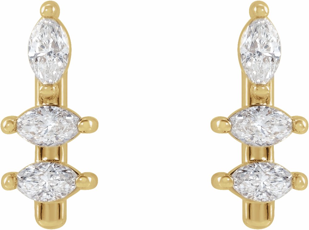 14K Yellow 1/5 CTW Natural Diamond Bar Earrings