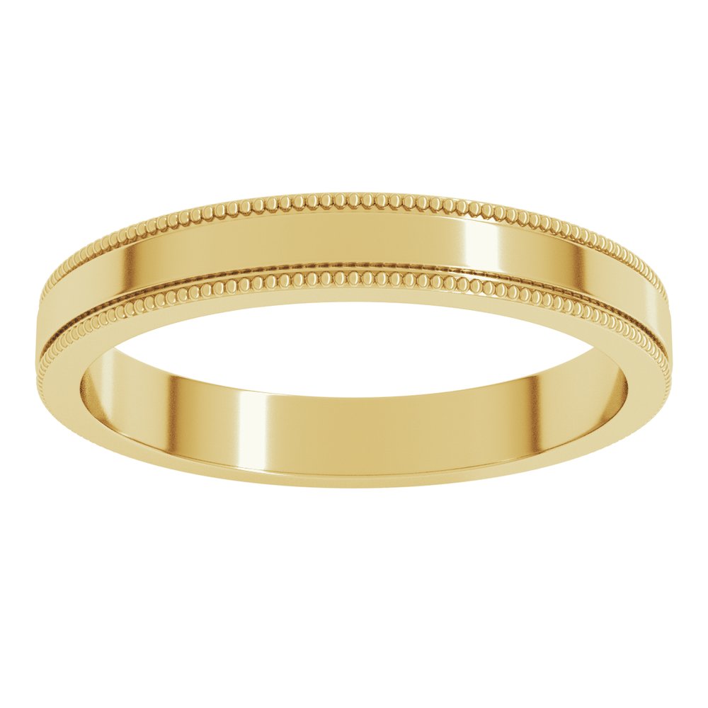 14K Yellow 3 mm Milgrain Flat Band