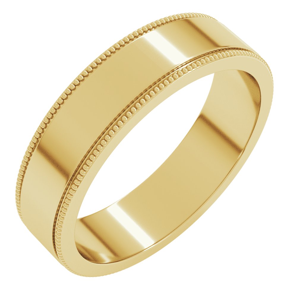 18K Yellow Gold 5 mm Milgrain Flat Band Size 10.5