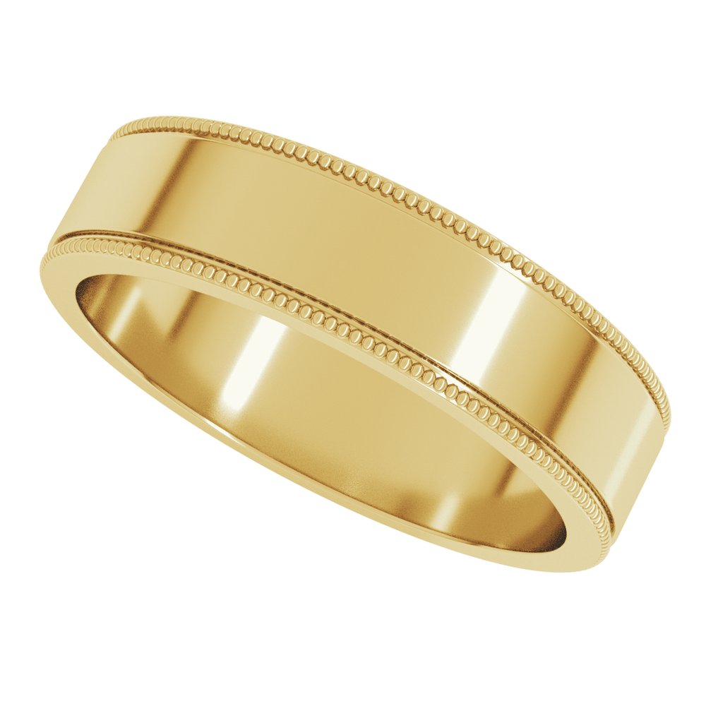 18K Yellow Gold 5 mm Milgrain Flat Band Size 10.5