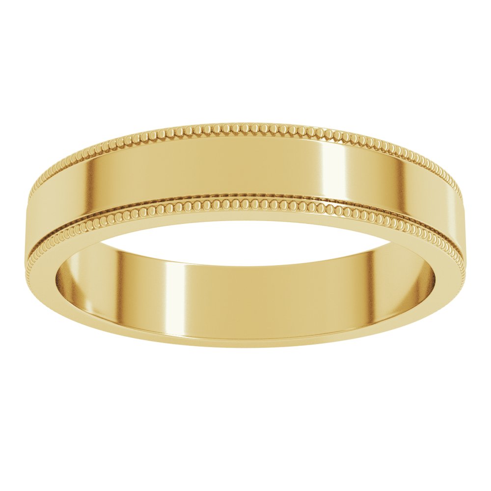 14K Yellow Gold 4 mm Milgrain Flat Band Size 8.5