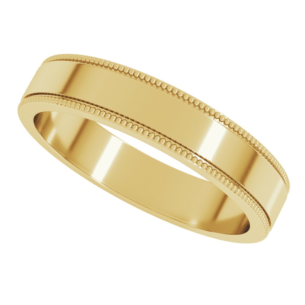 14K Yellow Gold 4 mm Milgrain Flat Band Size 8.5