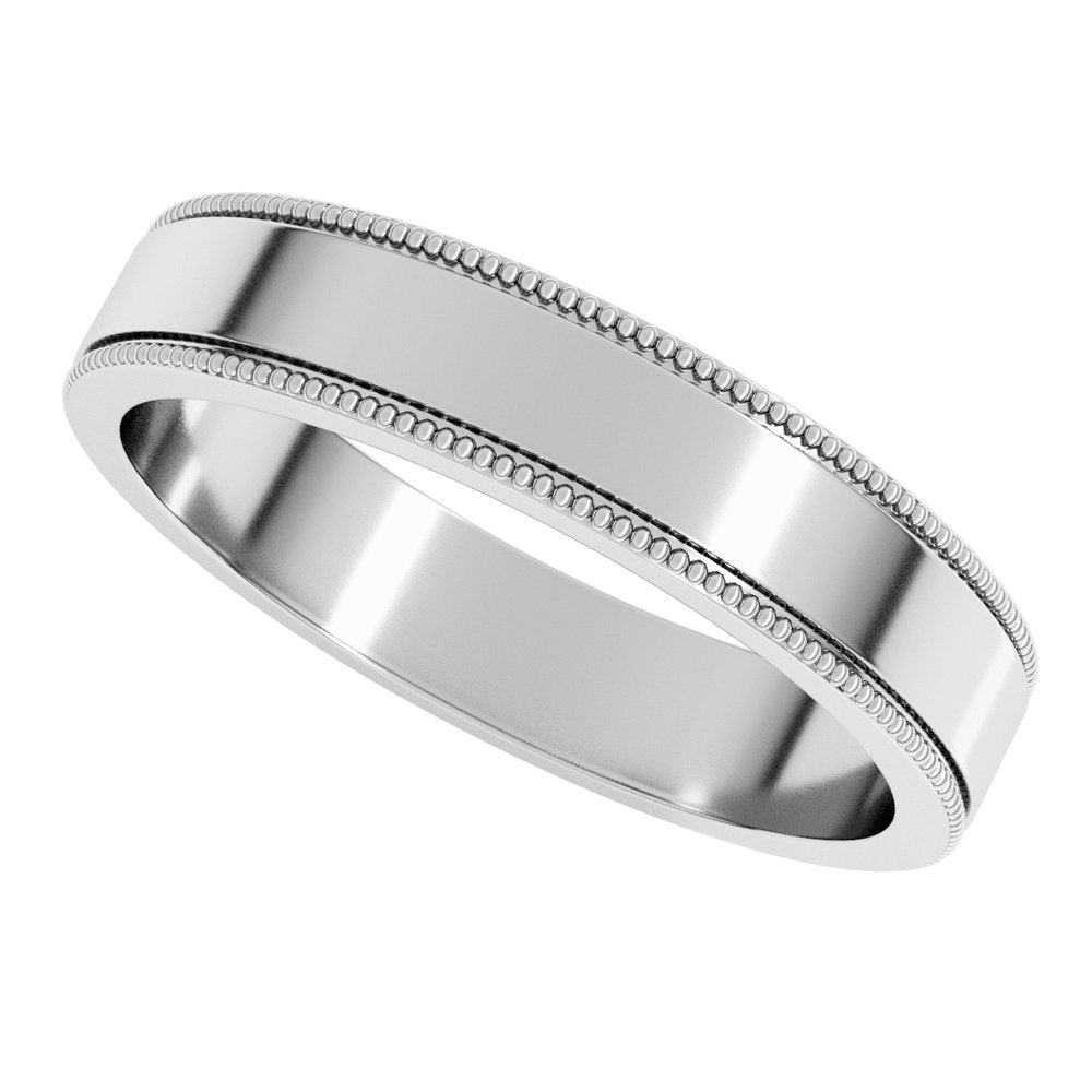 Sterling Silver 4 mm Milgrain Flat Band Size 6