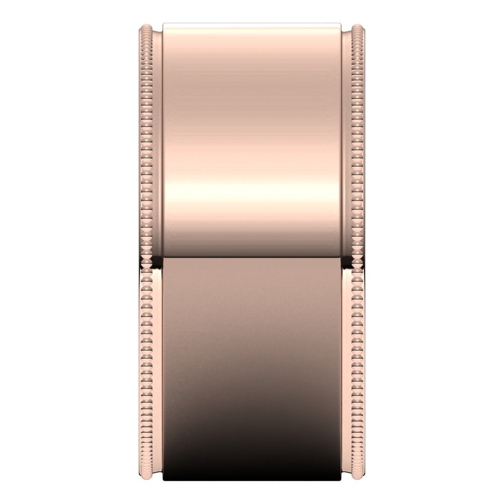 14K Rose Gold 10 mm Milgrain Flat Band Size 11