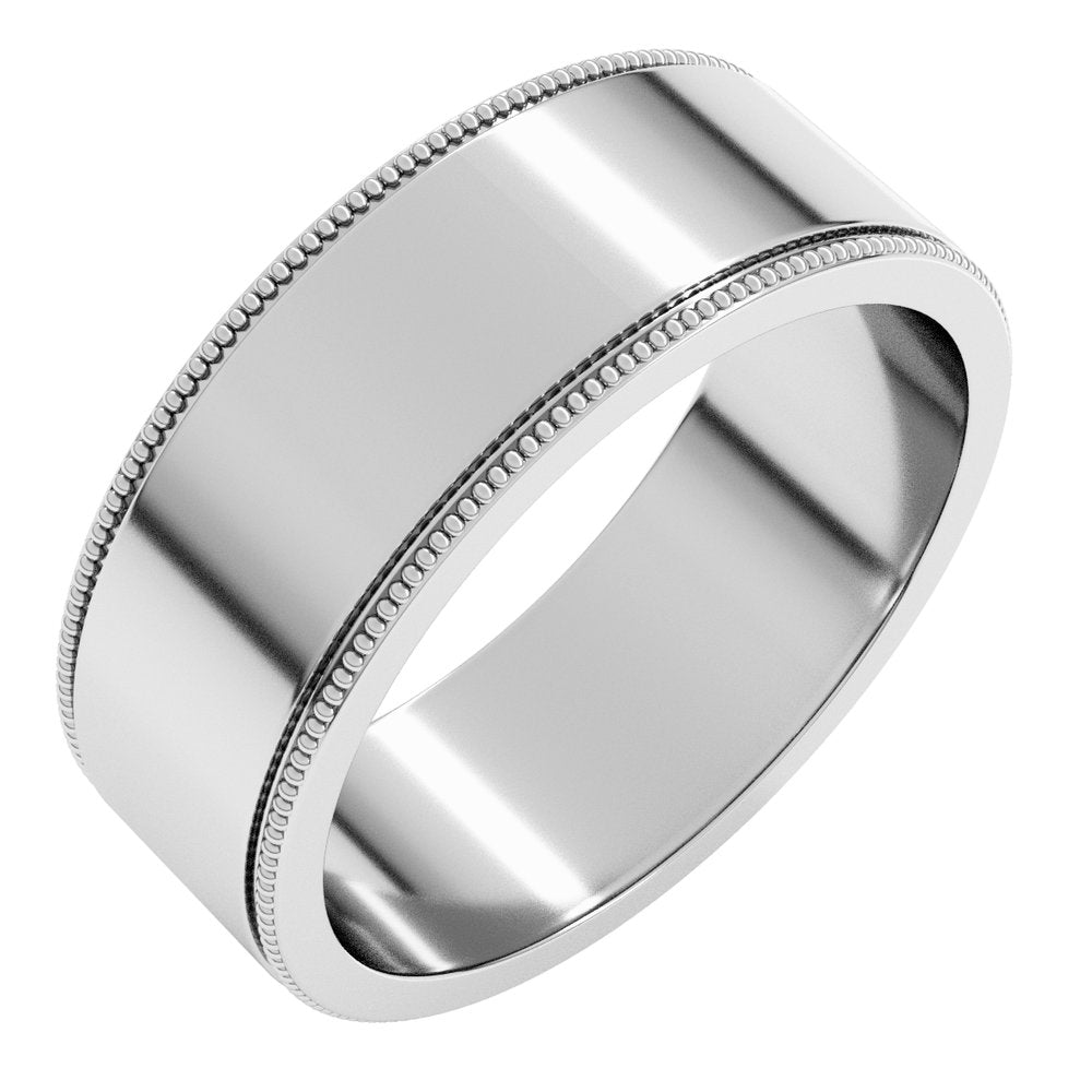 Sterling Silver 7 mm Milgrain Flat Band Size 8.5
