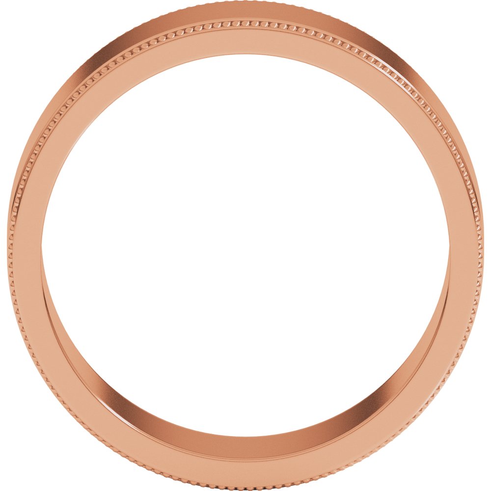 14K Rose Gold 7 mm Milgrain Flat Band Size 9.5