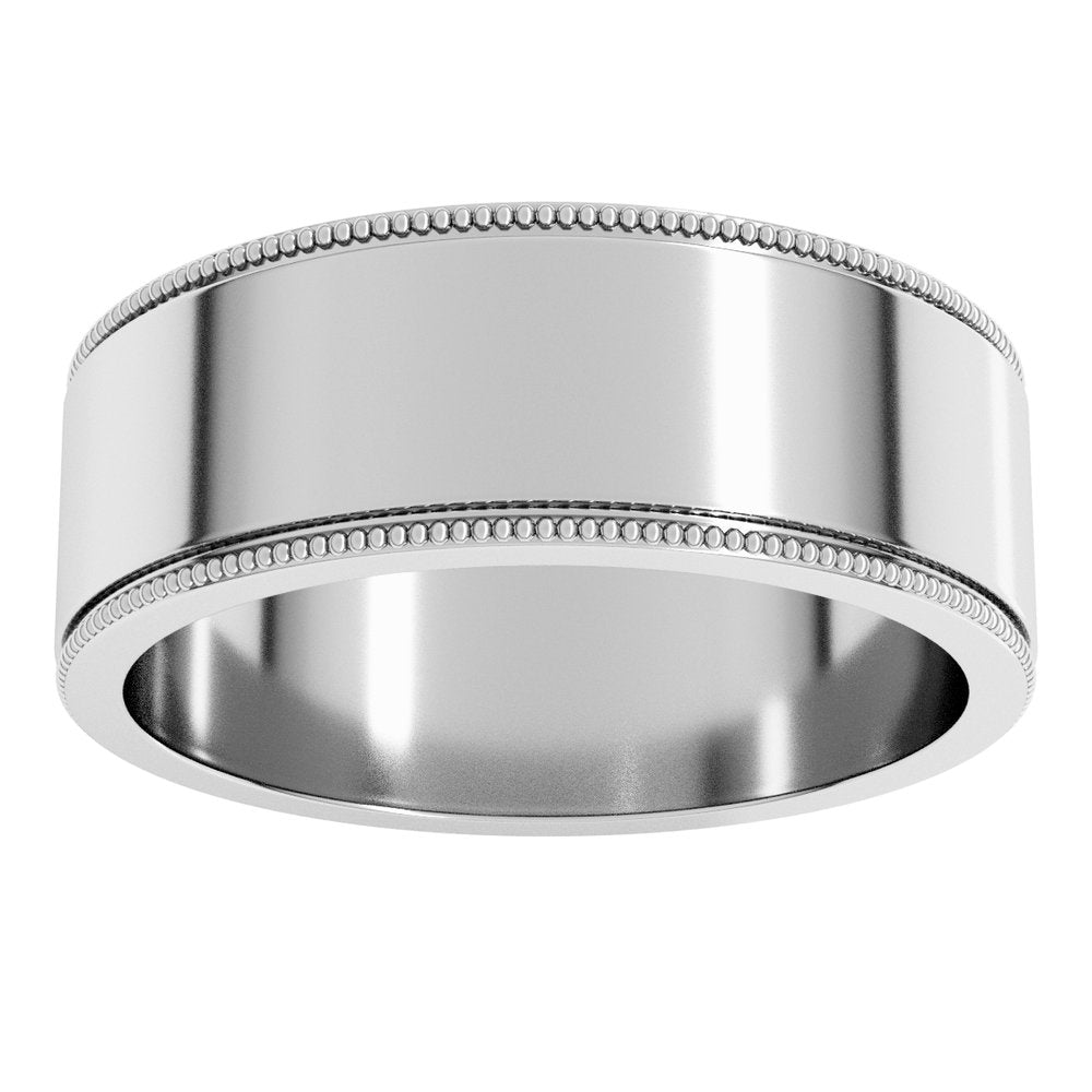 Sterling Silver 7 mm Milgrain Flat Band Size 8.5