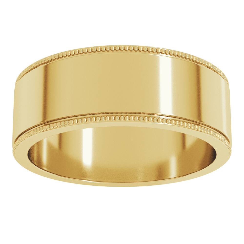 14K Yellow Gold 7 mm Milgrain Flat Band Size 11