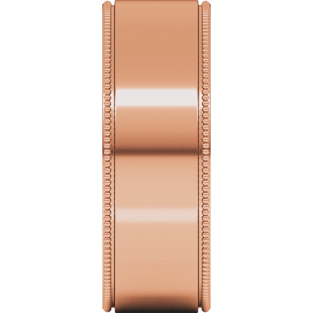 14K Rose Gold 7 mm Milgrain Flat Band Size 9.5