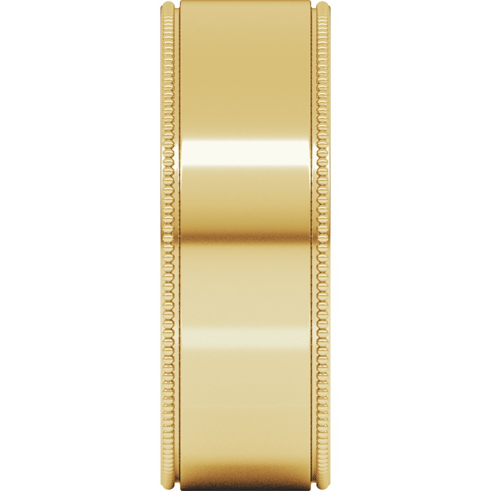18K Yellow Gold 7 mm Milgrain Flat Band Size 10.5