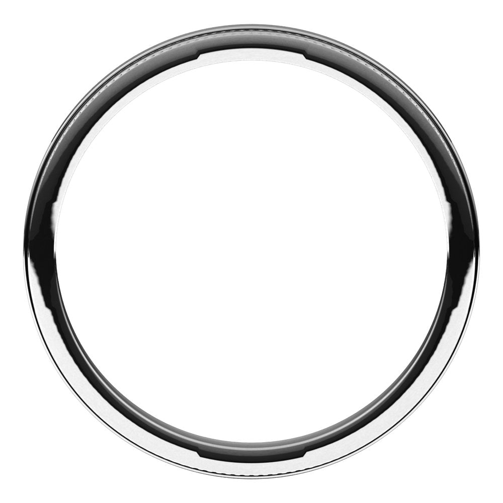 14K White 2 mm Milgrain Stepped-Edge Flat Band Size 6.5