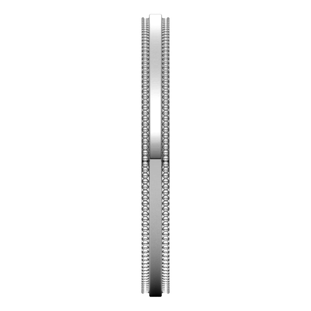 14K White 2 mm Milgrain Stepped-Edge Flat Band Size 6.5
