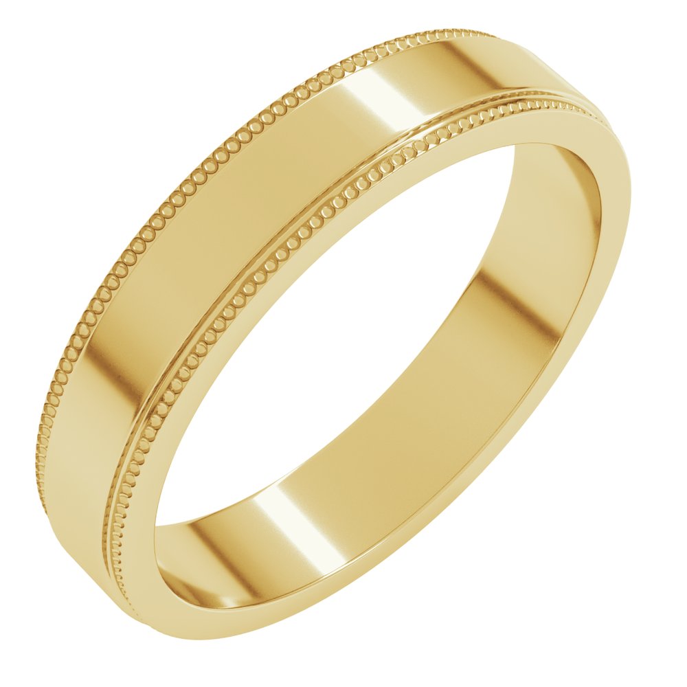 14K Yellow Gold 4 mm Milgrain Stepped-Edge Flat Band Size 8