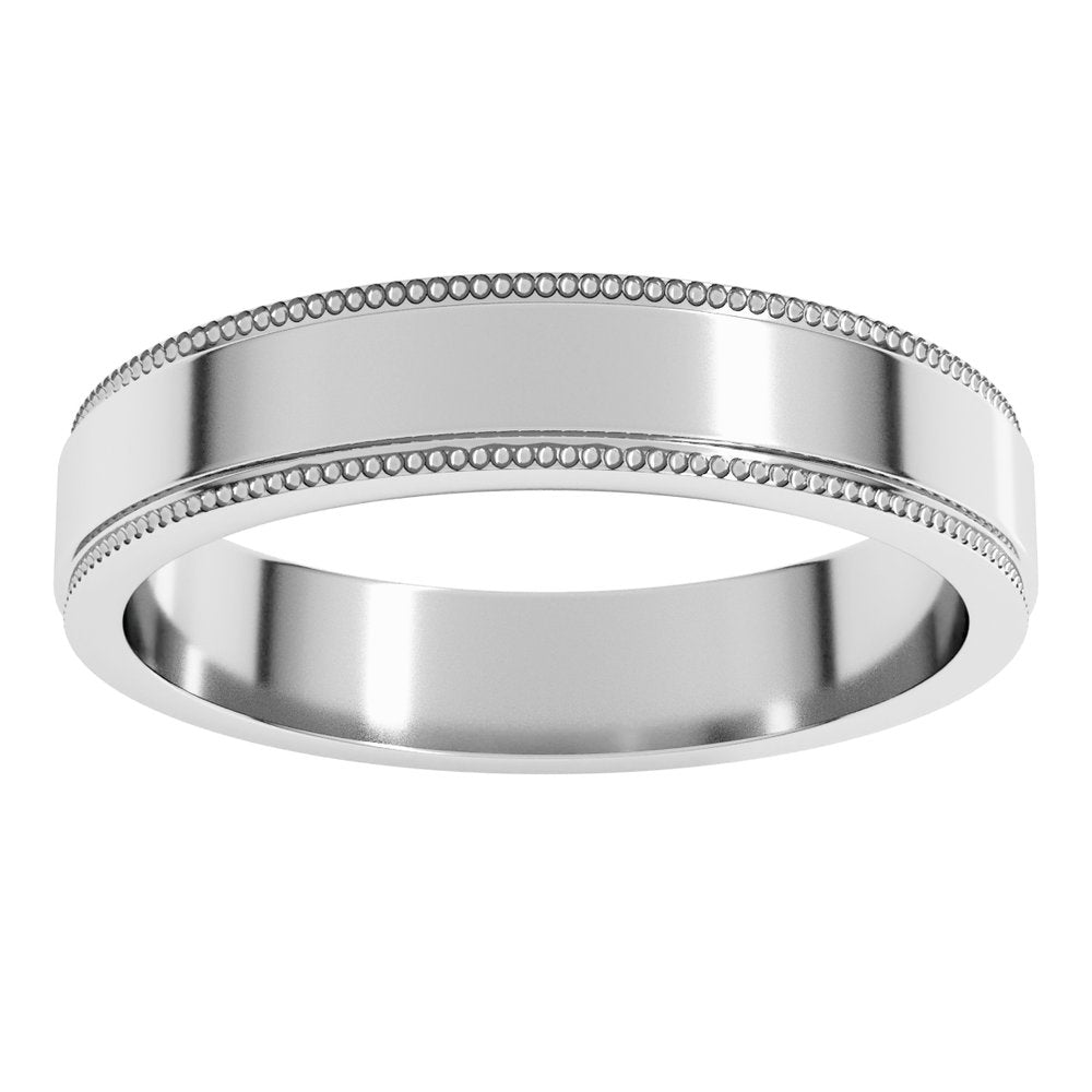 14K White 4 mm Milgrain Stepped-Edge Flat Band Size 5.5
