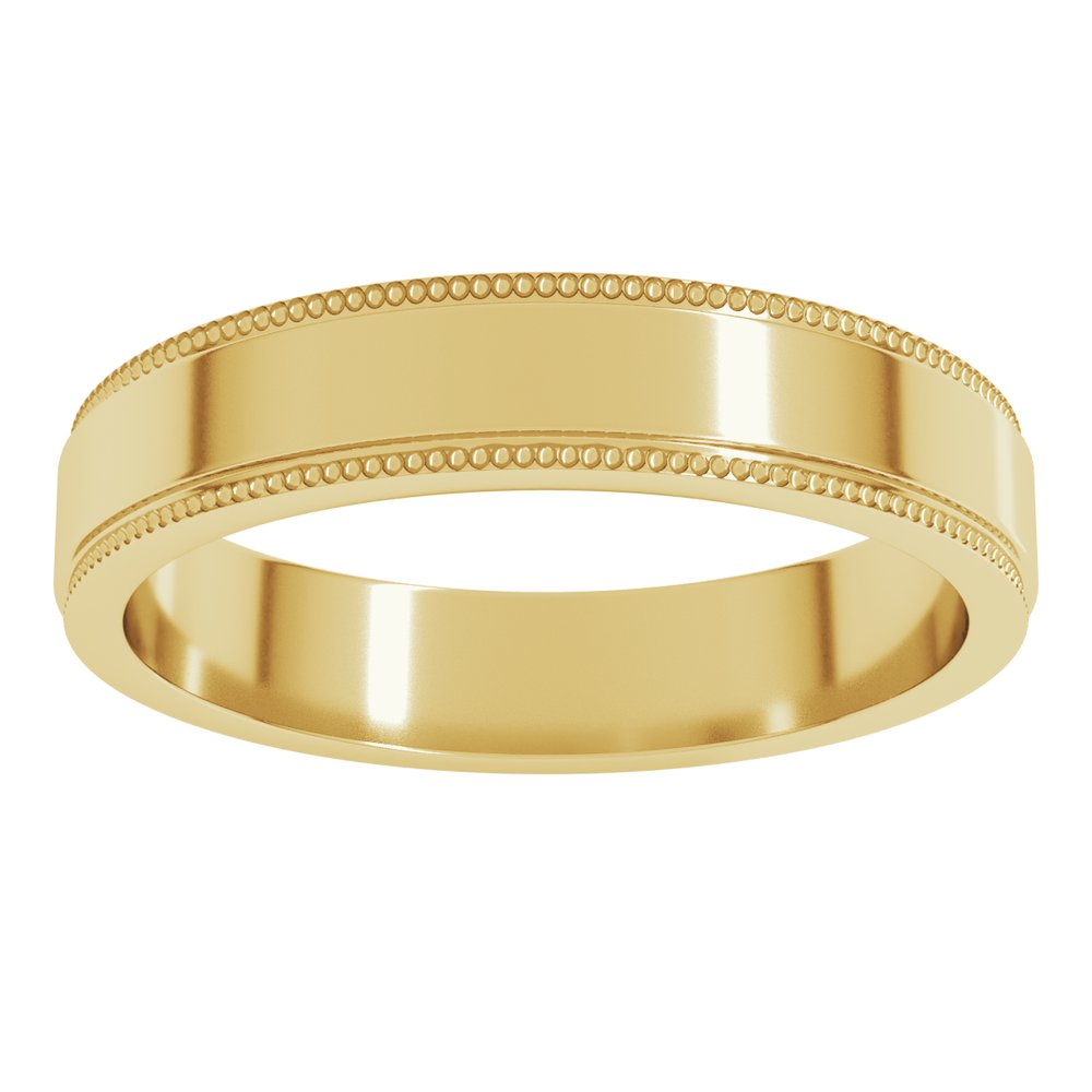 14K Yellow Gold 4 mm Milgrain Stepped-Edge Flat Band Size 8
