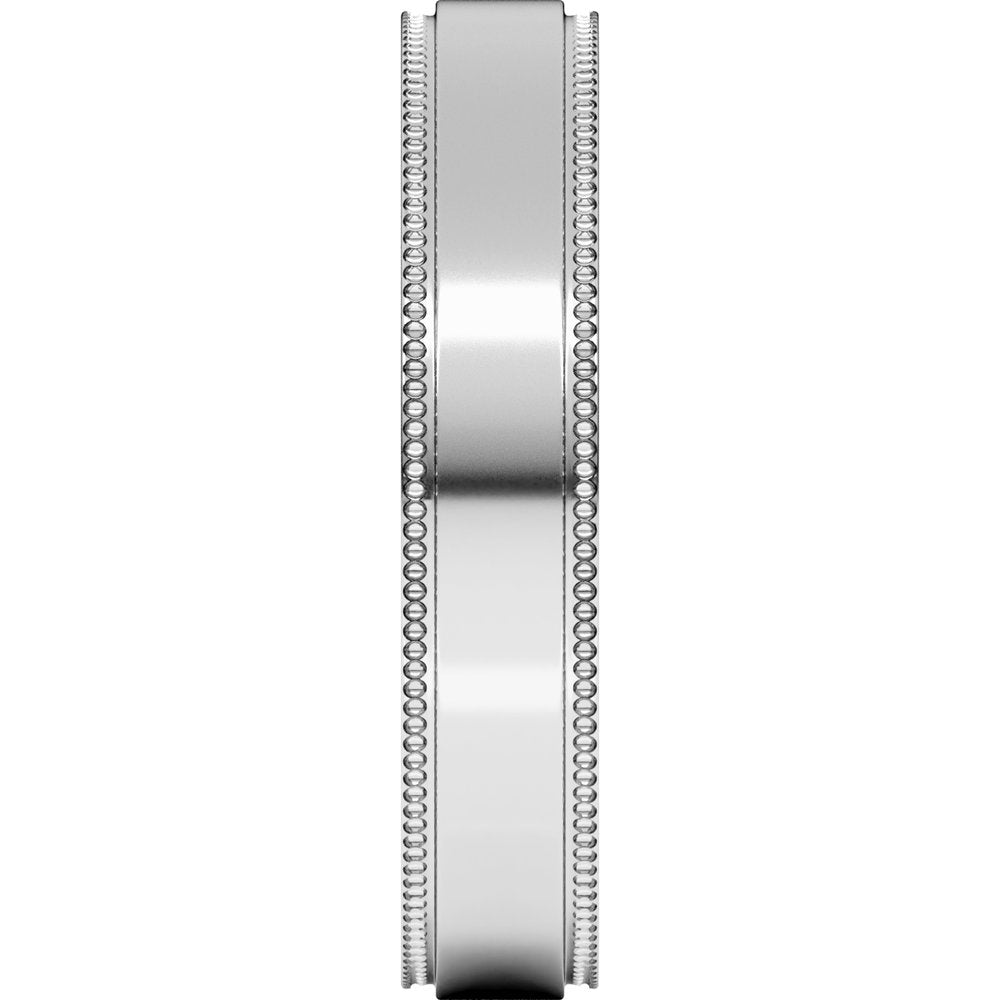 14K White 4 mm Milgrain Stepped-Edge Flat Band Size 5.5