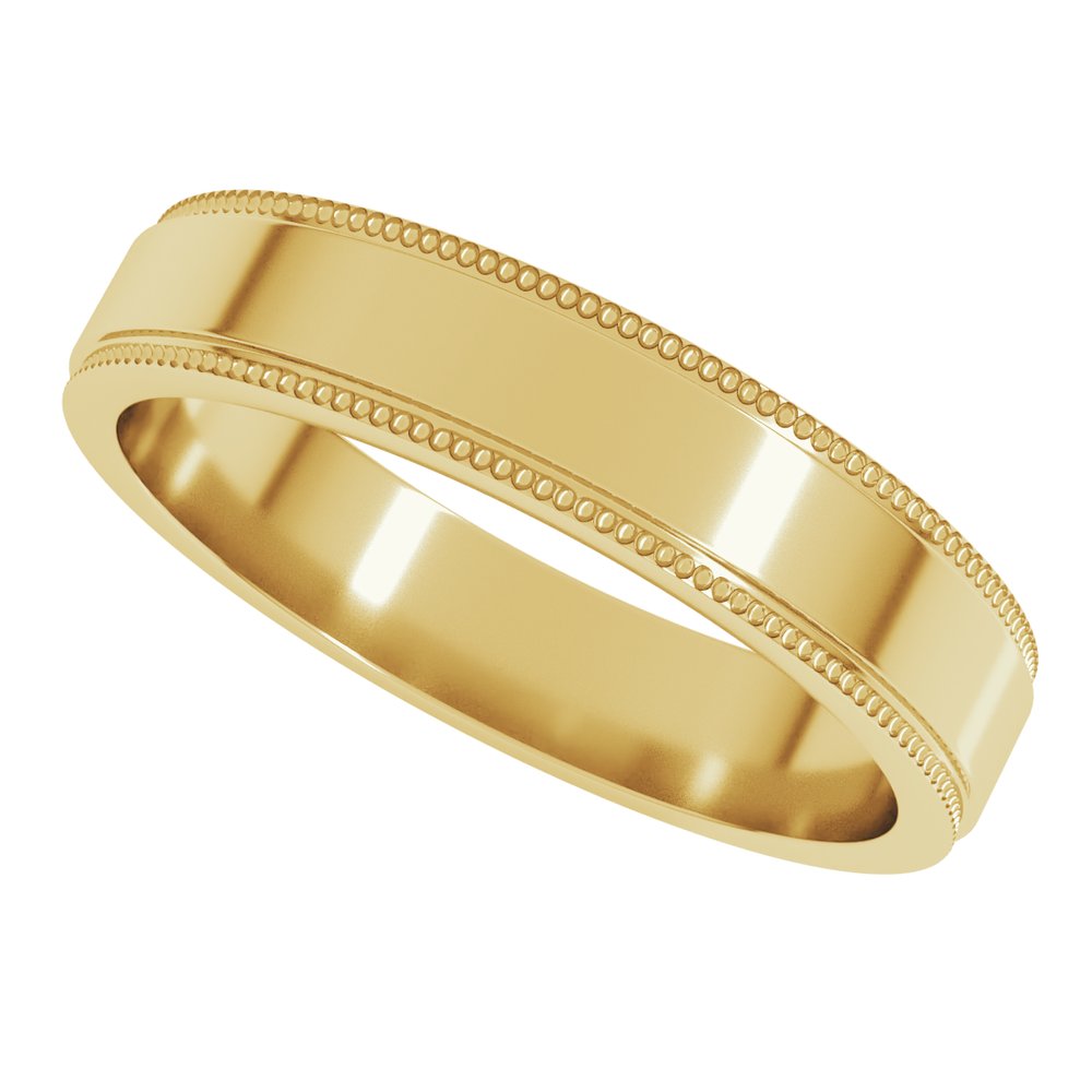 14K Yellow Gold 4 mm Milgrain Stepped-Edge Flat Band Size 8