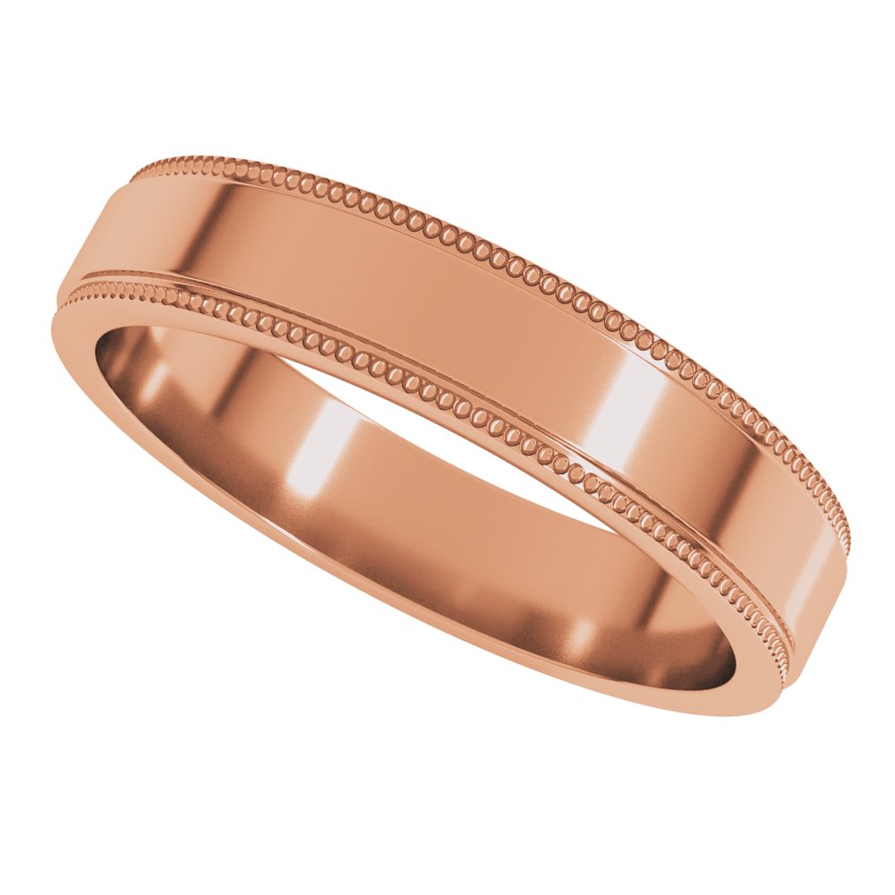 14K Rose 4 mm Milgrain Stepped-Edge Flat Band Size 5
