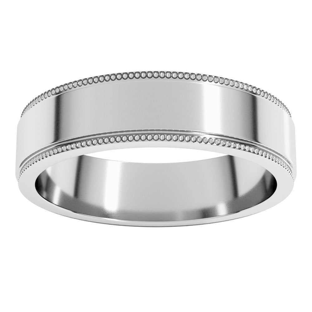 10K White 5 mm Milgrain Stepped-Edge Flat Band Size 8