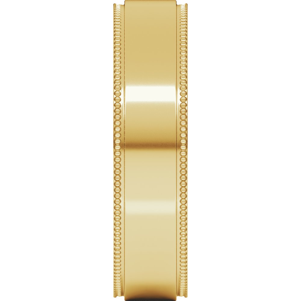 14K Yellow Gold 5 mm Milgrain Stepped-Edge Flat Band Size 8