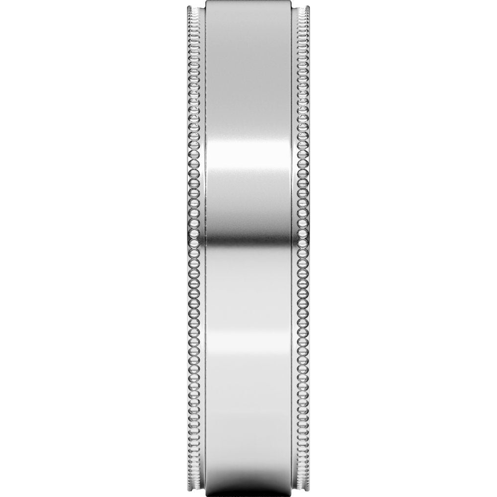10K White 5 mm Milgrain Stepped-Edge Flat Band Size 8