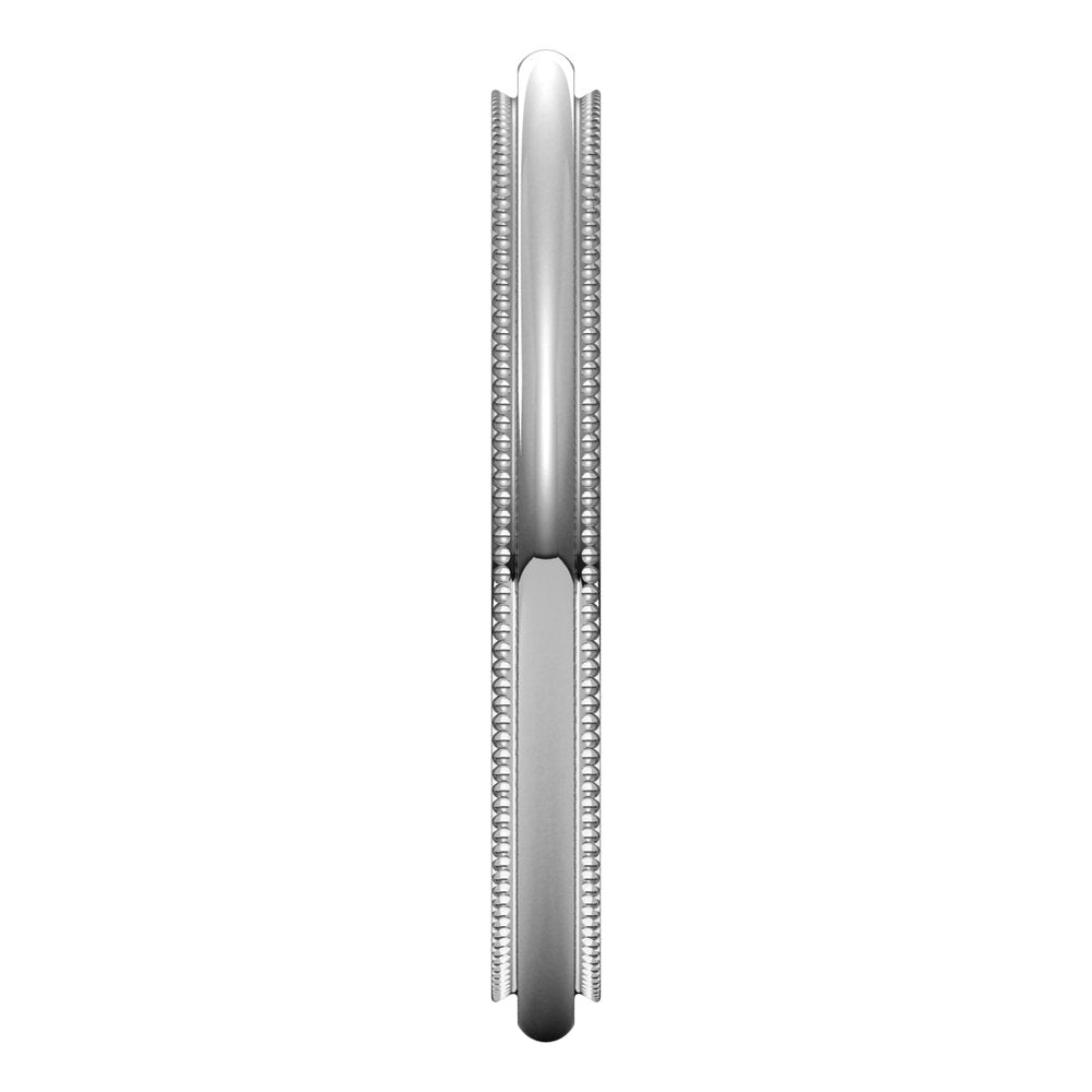 14K White Gold 2 mm Milgrain Stepped-Edge Comfort-Fit Half Round Band Size 5.5