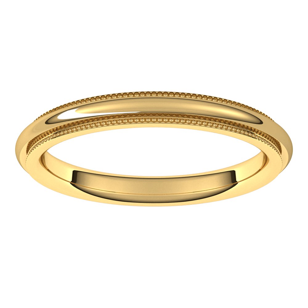 14K Yellow 2.5 mm Milgrain Stepped-Edge Comfort-Fit Half Round Band Size 7