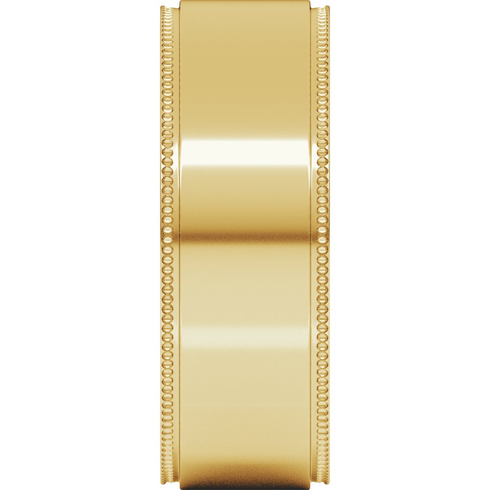 14K Yellow 7 mm Milgrain Stepped-Edge Flat Band Size 10