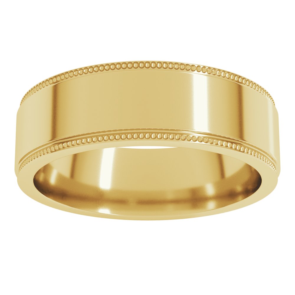 14K Yellow Gold 6 mm Milgrain Stepped-Edge Flat Band Size 11
