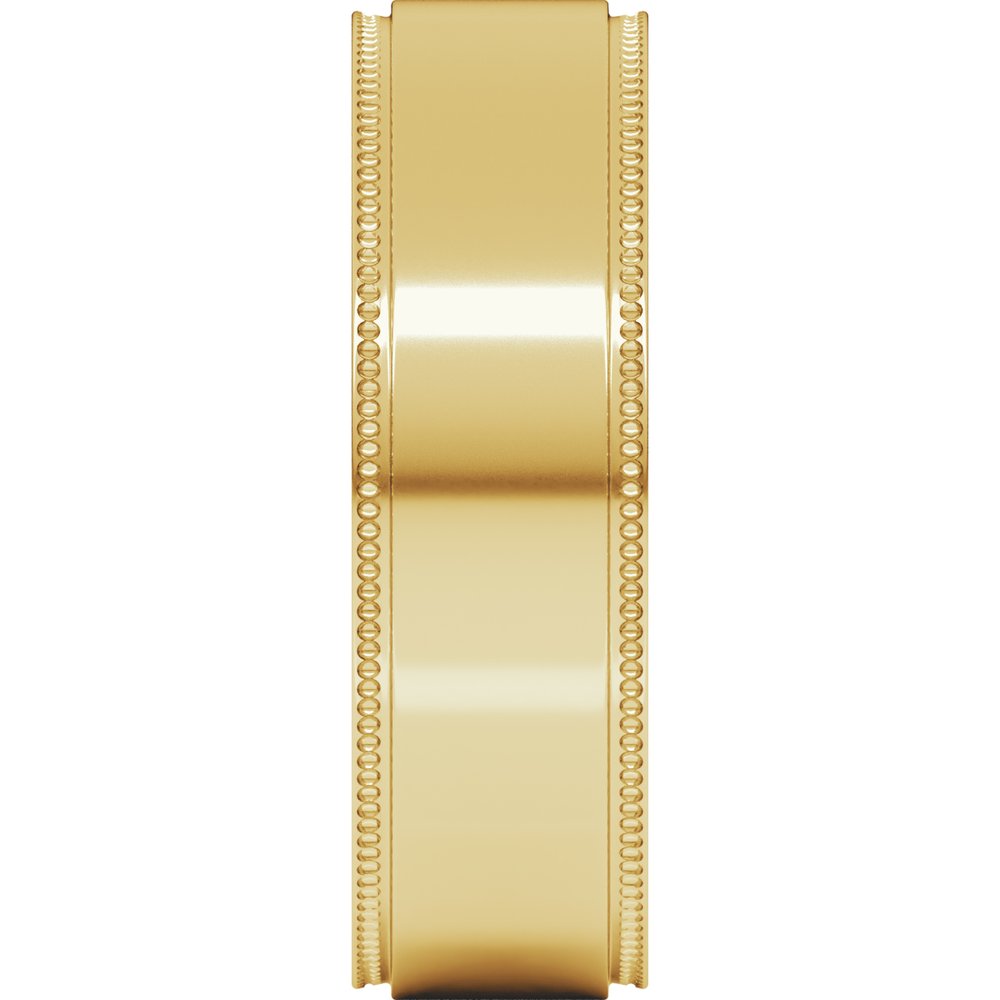 14K Yellow Gold 6 mm Milgrain Stepped-Edge Flat Band Size 11