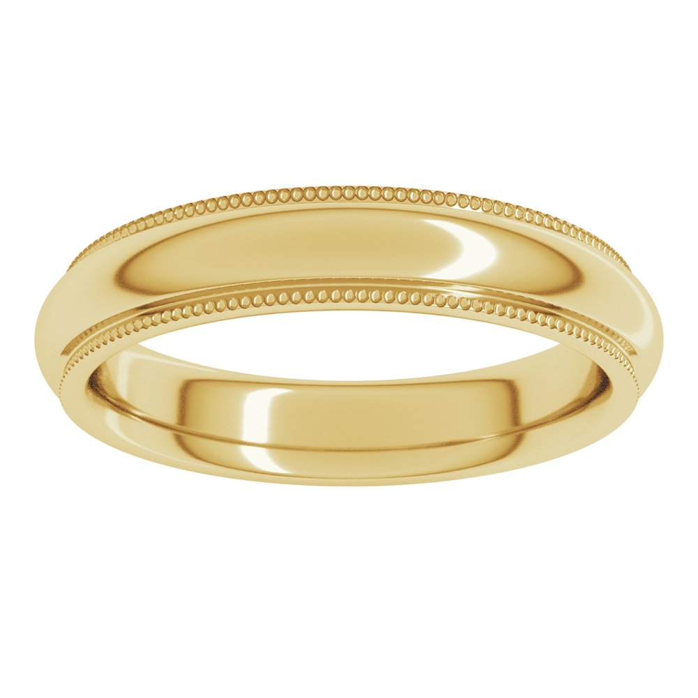 14K Yellow Gold 4 mm Milgrain Stepped-Edge Comfort-Fit Half Round Band Size 8.5