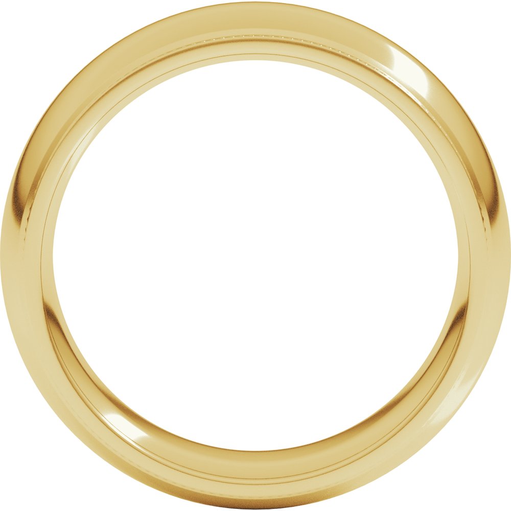 14K Yellow Gold 7 mm Milgrain Stepped-Edge Comfort-Fit Half Round Band Size 9.5