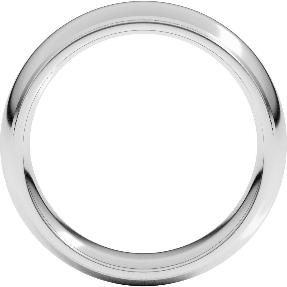 14K White Gold 7 mm Milgrain Stepped-Edge Comfort-Fit Half Round Band Size 9.5