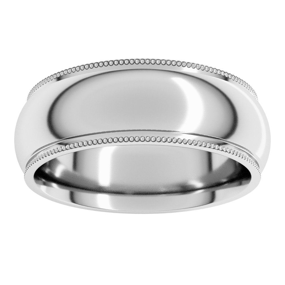 Sterling Silver 7 mm Milgrain Stepped-Edge Comfort-Fit Half Round Band Size 13