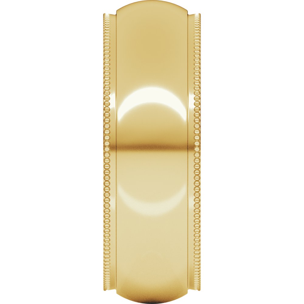 14K Yellow Gold 7 mm Milgrain Stepped-Edge Comfort-Fit Half Round Band Size 9.5