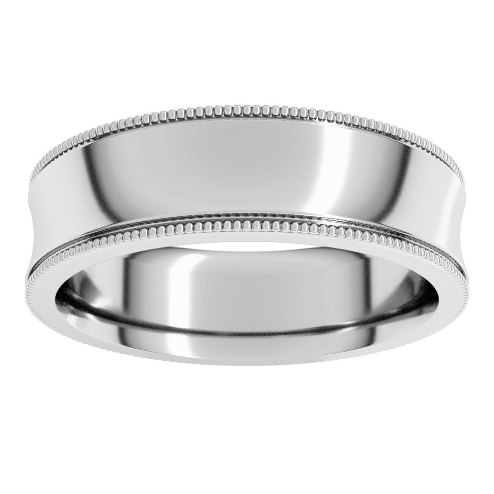 Sterling Silver 6 mm Milgrain Concave Comfort-Fit Band Size 11